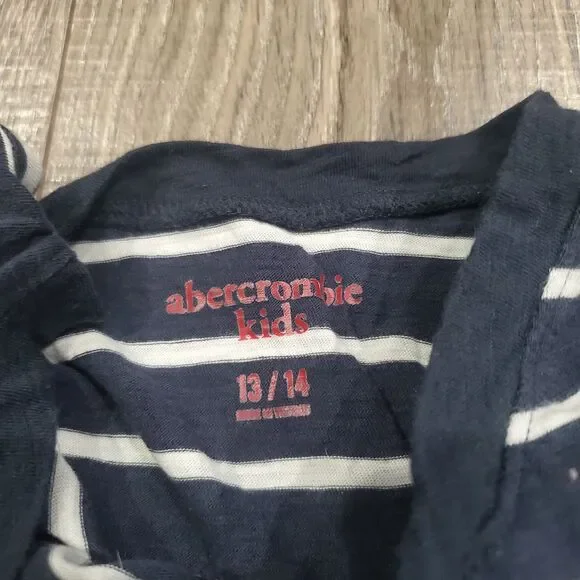 Girls Abercrombie Kids Long Sleeve Shirt Size 13-14 Navy and White Striped Shirt - Picture 4 of 5